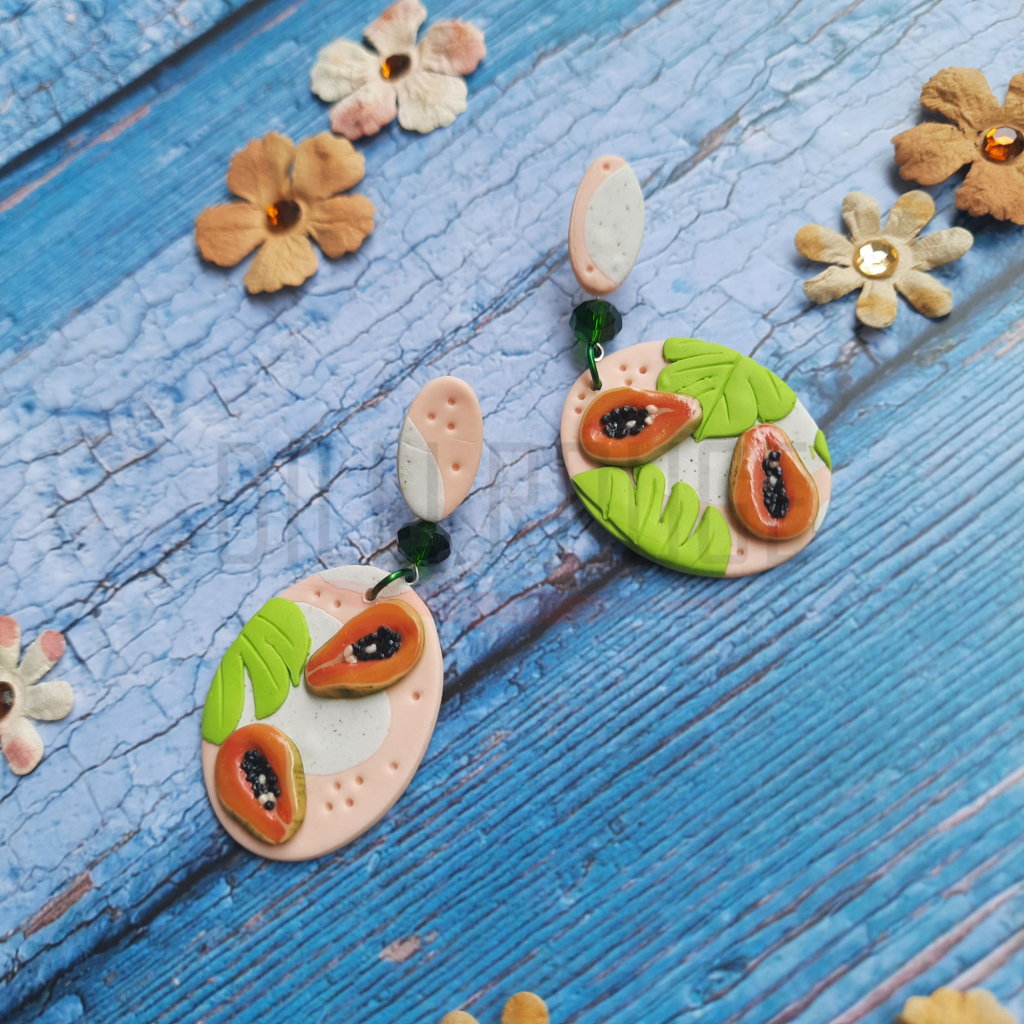 Papaya miniature Handcrafted Polymer Clay earrings