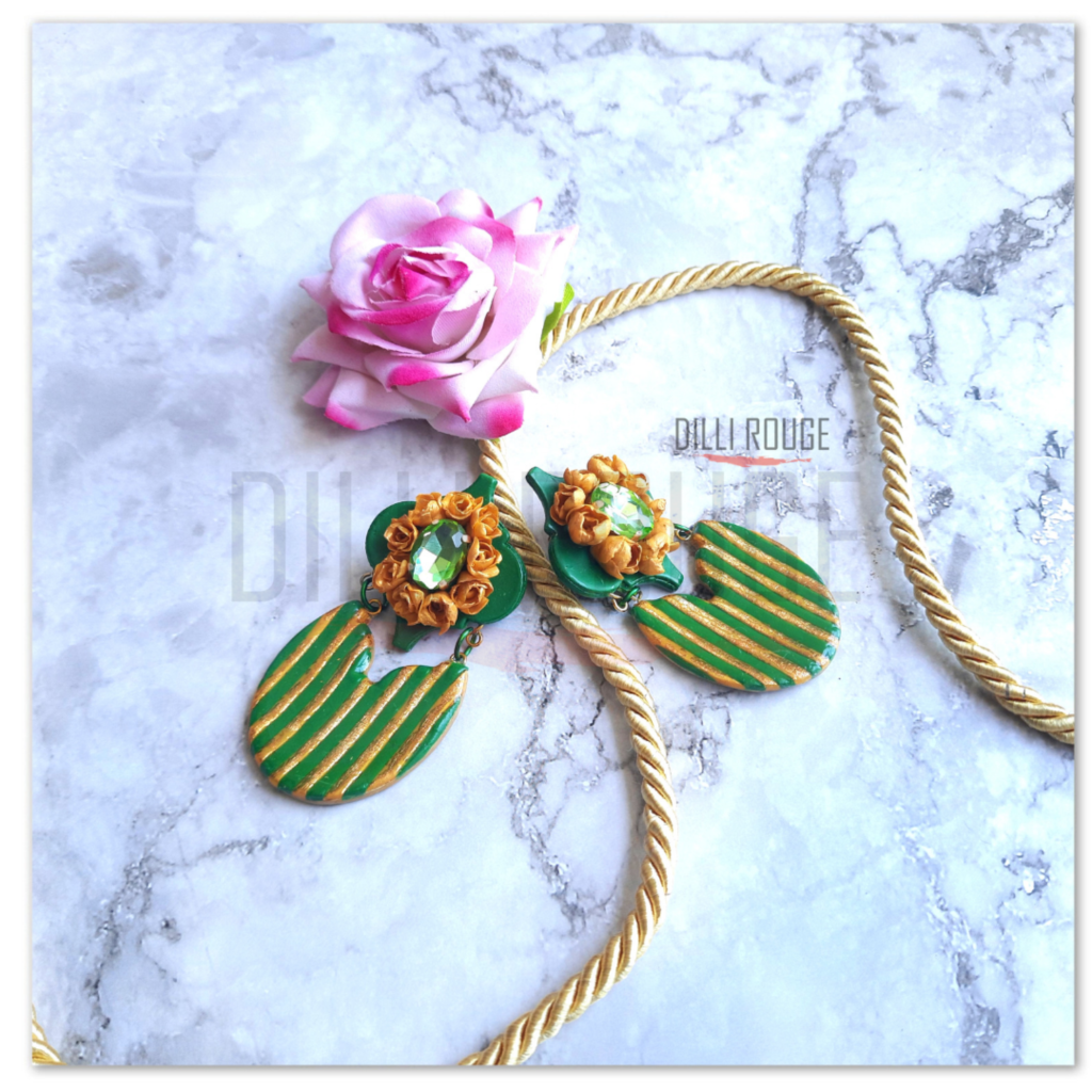 Handcrafted Regal Crystal Polymer Clay Earrings